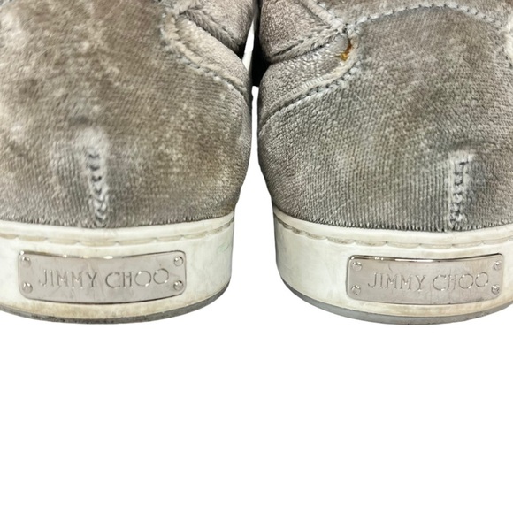 JIMMY CHOO Ny Velvet Sneakers In Moonstone Grey Size 6.5 - Picture 8 of 14